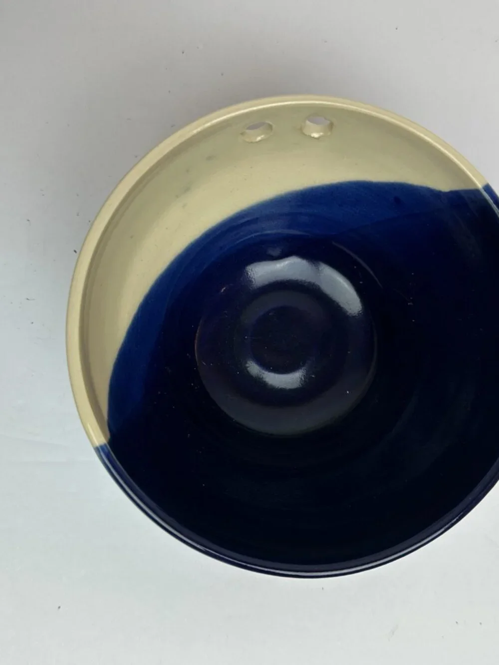 🫐 Set of 2 Amber Odom Handmade Ceramic Berry Bowls Pottery Colanders Blue Ridge